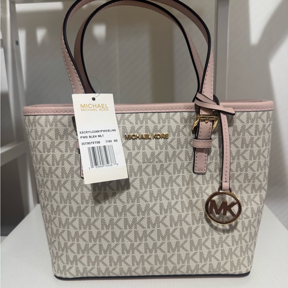 NWT Michael Kors Extra Small Crystal Convertible Zip Top Tote Powder Blush